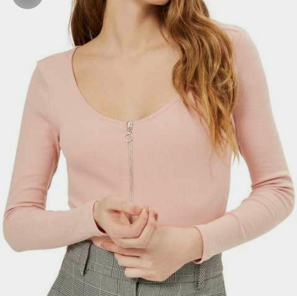 Topshop Ring Pull Zip Bodysuit - Size 6